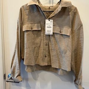 Zara cropped cargo light Button-Up Shirt